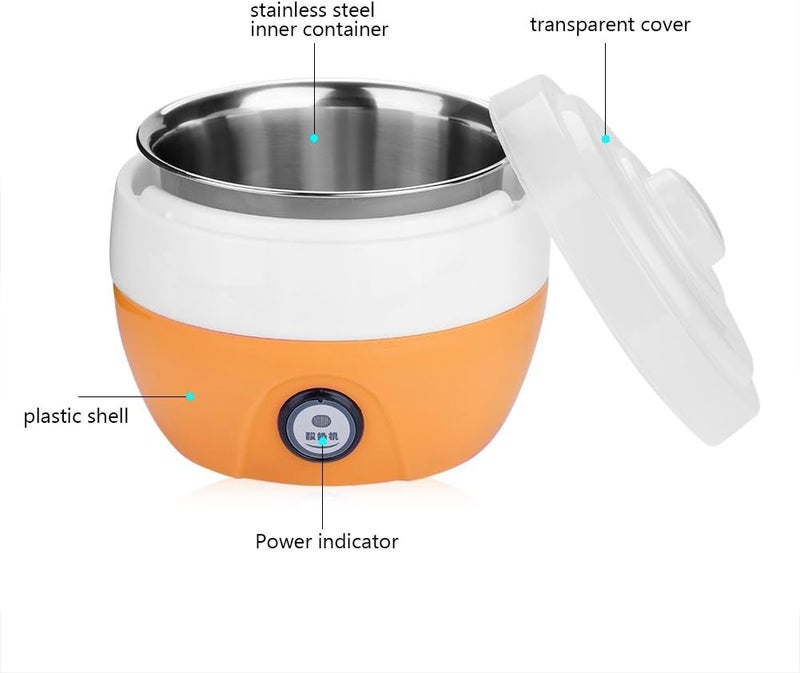 woobles آلة الزبادي الرقمية 1 لتر من الفولاذ المقاوم للصدأ، صانع الزبادي DIY، لطبخ المنزل (برتقالي) - Image 5